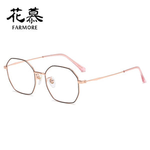 Full frame frame metal round face personality multi-sided large frame blue ray anti-glass frame flat mirror