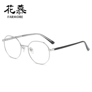Full-frame glasses frame with elegant personality, round face and myopia frame, retro anti-blue light flat frame