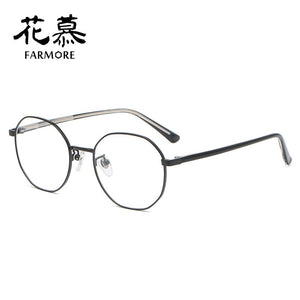 Full-frame glasses frame with elegant personality, round face and myopia frame, retro anti-blue light flat frame