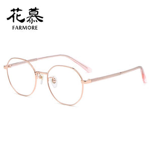 Full-frame glasses frame with elegant personality, round face and myopia frame, retro anti-blue light flat frame