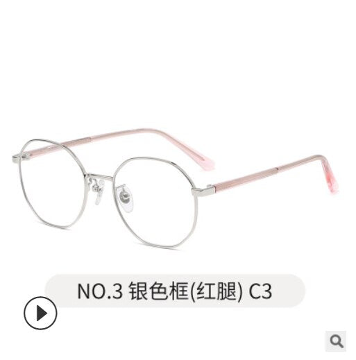 Full-frame glasses frame with elegant personality, round face and myopia frame, retro anti-blue light flat frame