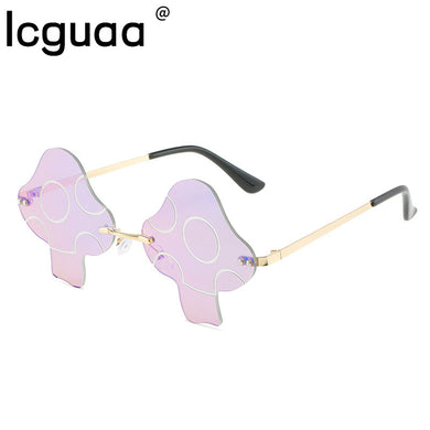 Funny Mushroom Sunglasses Female Ins Dance Art Photography Rimless Sunglasses Women Cute Deco Sun Glasses