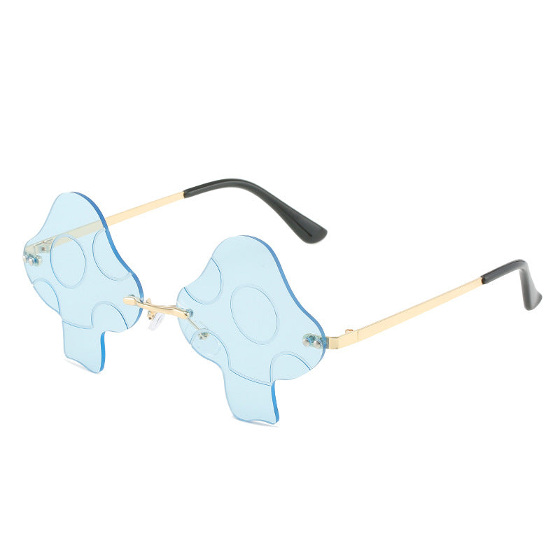 Funny Mushroom Sunglasses Female Ins Dance Art Photography Rimless Sunglasses Women Cute Deco Sun Glasses