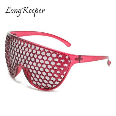 Funny Punk Sunglasses Women Brand Designer Lattice Hole Oversized Sun Glasses Trendy Vintage  Glasses Gafas De Sol Mujer