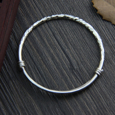 S999 Argento tailandese Argento antico Semplice cablaggio Bracciale regolabile Braccialetti espandibili in filo 3mm 15G WTB045 