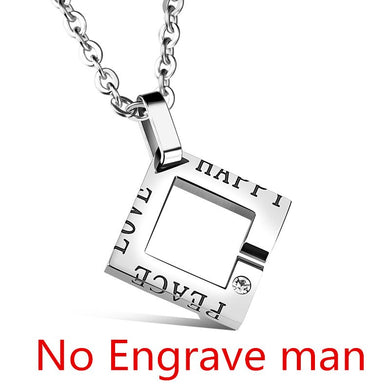 Necklace For Lovers Couple Necklace Jewelry Paired Pendants Titanium Stainless Steel Charm Double Square Necklace Gift