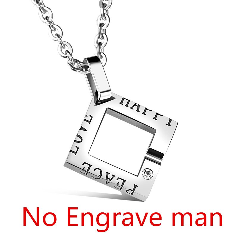 Necklace For Lovers Couple Necklace Jewelry Paired Pendants Titanium Stainless Steel Charm Double Square Necklace Gift