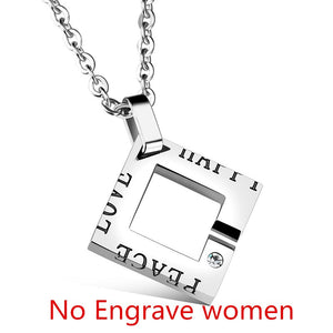 Necklace For Lovers Couple Necklace Jewelry Paired Pendants Titanium Stainless Steel Charm Double Square Necklace Gift