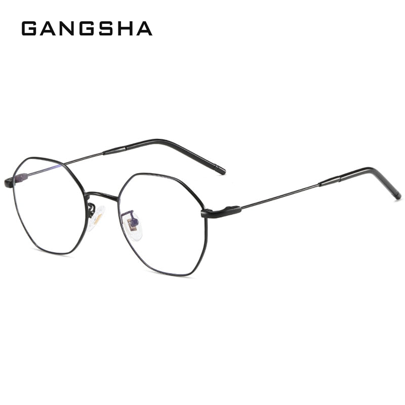 Gold Computer Glasses Frame Women Alloy Polygon Anti Blue Light Eyeglass Frames Fashion Myopia Prescription Eyewear 8005