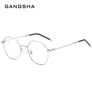Gold Computer Glasses Frame Women Alloy Polygon Anti Blue Light Eyeglass Frames Fashion Myopia Prescription Eyewear 8005