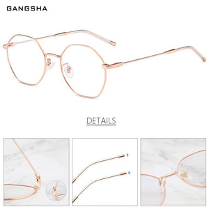 Gold Computer Glasses Frame Women Alloy Polygon Anti Blue Light Eyeglass Frames Fashion Myopia Prescription Eyewear 8005