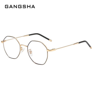 Gold Computer Glasses Frame Women Alloy Polygon Anti Blue Light Eyeglass Frames Fashion Myopia Prescription Eyewear 8005