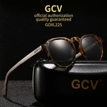 Load image into Gallery viewer, GCV Brand Advanced Walnut Wood Hawksbill Leopard Grain Frames Sunglasses Men Women Female Polarized  Delicate Wood UV400