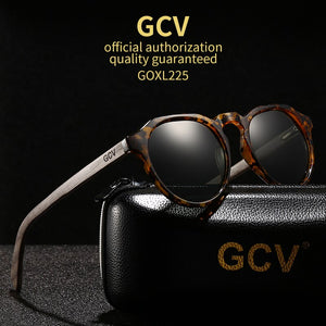 GCV Brand Advanced Walnut Wood Hawksbill Leopard Grain Frames Sunglasses Men Women Female Polarized  Delicate Wood UV400
