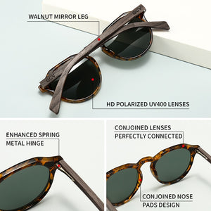 GCV Brand Advanced Walnut Wood Hawksbill Leopard Grain Frames Sunglasses Men Women Female Polarized  Delicate Wood UV400