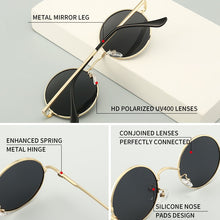 Load image into Gallery viewer, GCV Brand Copper Alloy Steampunk Round Polarized Sunglasses Vintage Men Women Male Female Sun Glasses Classic UV400 Metal Frame