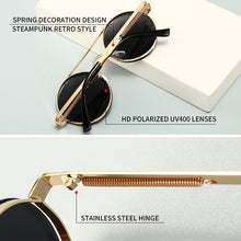 Load image into Gallery viewer, GCV  Gothic Steampunk Sunglasses Polarized Men Women Brand Designer Vintage Round Metal Frame Sun Glasses