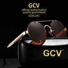 Load image into Gallery viewer, GCV  Gothic Steampunk Sunglasses Polarized Men Women Brand Designer Vintage Round Metal Frame Sun Glasses