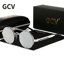 Load image into Gallery viewer, GCV  Gothic Steampunk Sunglasses Polarized Men Women Brand Designer Vintage Round Metal Frame Sun Glasses