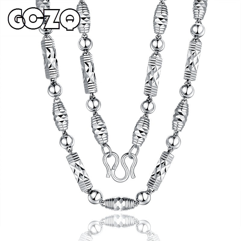 Collana in argento sterling da uomo in argento puro 925, collana di perline leggere a sei angoli, moda prepotente a catena singola 