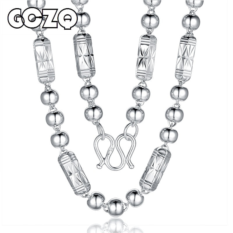 925 pure silver men's sterling silver necklace six angle light bead necklace fashion domineering single chain