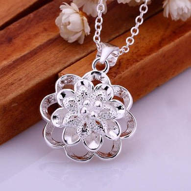 GE3 flower women necklace 925 silver chain 45cm size man and women jewelry hot sell necklace