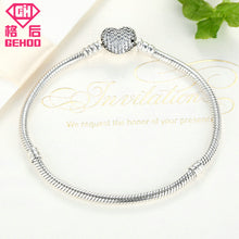 Carica l'immagine nel visualizzatore di Gallery, 2018 Fresh Bracelet Heart Pendant Design Bangles Charm Bracelts 925 Sterling Silver Women Jewelry Gift Wristband Pulseira