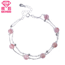 Load image into Gallery viewer, 2018 New 925 Sterling Silver Charm Chains Simple Strawberry Crystal Bracelets Nice Jewelry Gift for Woman Girl Pulseira