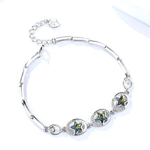 Load image into Gallery viewer, 925 Sterling Silver Shinning Star Crystal CZ Pendant Bracelet Charm Chain Link Bangle Women Jewelry Birthd Party Gift