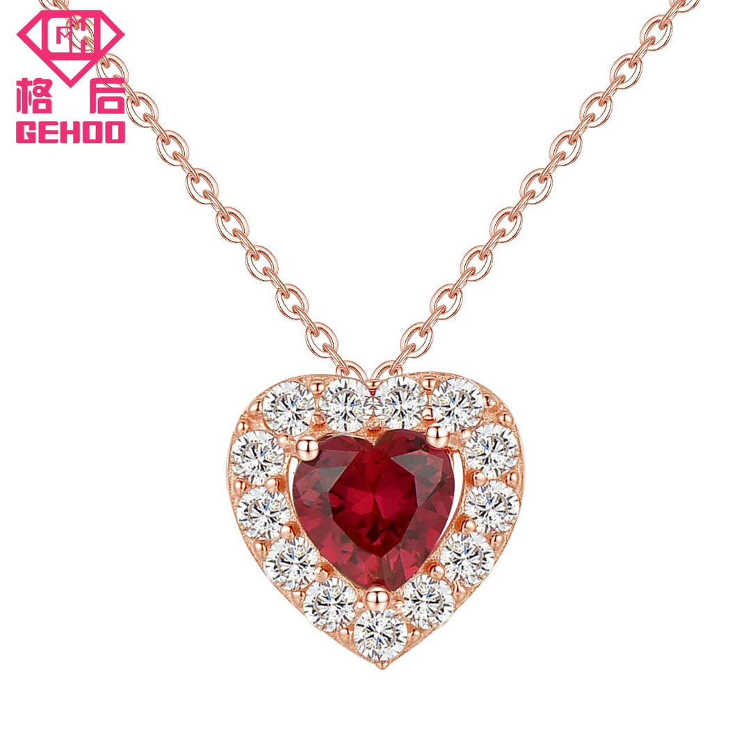 New Lovely Heart Pendant Necklace 925 Sterling Silver Charm Chain for Women Wedding Party Gift Choker Fine Jewlery Bijoux