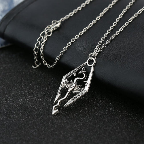 Collana con ciondolo drago dinosauro Skyrim Elder Scrolls Ciondoli drago Collana vintage per gioielli uomo/donna 