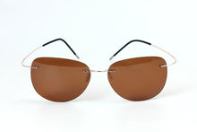 Load image into Gallery viewer, GENUINE Brand B Titanium Ultra light Rimless brown sunglasses Polarized NV Driving mens Sunglasses designer SPORT sun glasses