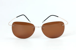 GENUINE Brand B Titanium Ultra light Rimless brown sunglasses Polarized NV Driving mens Sunglasses designer SPORT sun glasses
