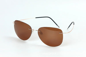 GENUINE Brand B Titanium Ultra light Rimless brown sunglasses Polarized NV Driving mens Sunglasses designer SPORT sun glasses