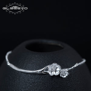 925 Sterling Silver Plum Blossom Bracelets & Bangles Women Wife Flower Bracelet Handmade Fine Jewelry Pulseras GB0015
