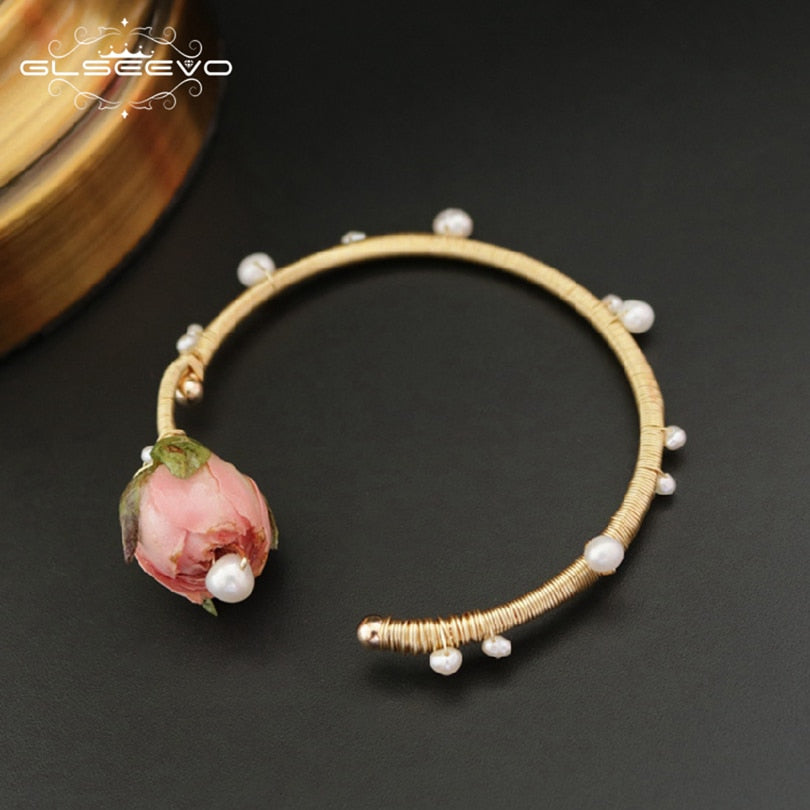Natural Fresh Water Baroque Adjustable Pearl Bracelet For Women Flower Bracelets & Bangle Fine Jewelry Bracelets GB0048