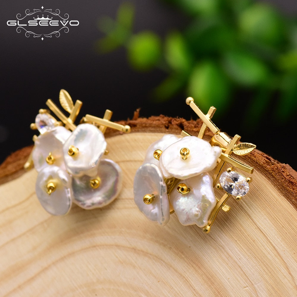 Natural Fresh Water Baroque Pearl Drop Women's Earrings Wedding Dangle Earrings Luxury Handmade Fine Jewellery GE0309
