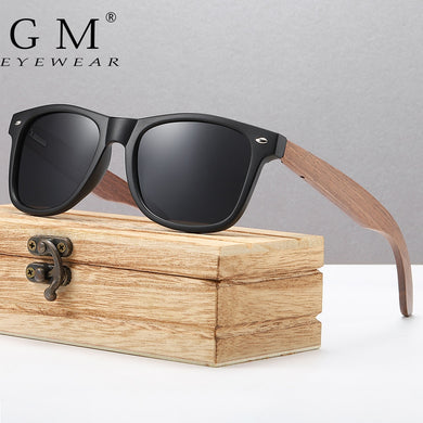 GM Brand Men Vintage Classic Anti Blue   Wooden Polarized Sunglasses  With Mirror Lens Driving Shades For 7061H