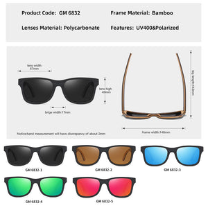 GM  Sunglasses Men Women Polarized Mirror UV400 Sun Glasses Full Frame Wood Shades Goggles Classic Handmade