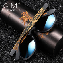 Carica l'immagine nel visualizzatore di Gallery, GM Handmade Black Bamboo Wooden Frame Sunglasses For Women Men Polarized Vintage Bamboo wooden sun glasses