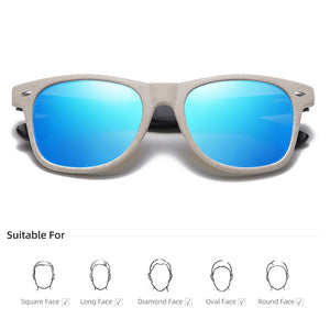 GM Natural Bamboo Wooden Sunglasses Handmade Polarized Mirror Coating Lenses Temple Pattern Retro Pattern Sunglasses