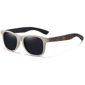 GM Natural Bamboo Wooden Sunglasses Handmade Polarized Mirror Coating Lenses Temple Pattern Retro Pattern Sunglasses