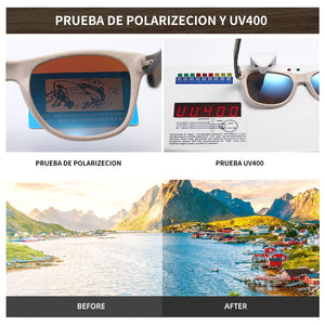 GM Natural Bamboo Wooden Sunglasses Handmade Polarized Mirror Coating Lenses Temple Pattern Retro Pattern Sunglasses