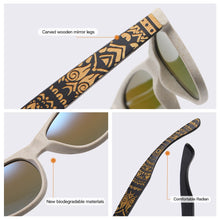 Load image into Gallery viewer, GM Natural Bamboo Wooden Sunglasses Handmade Polarized Mirror Coating Lenses Temple Pattern Retro Pattern Sunglasses