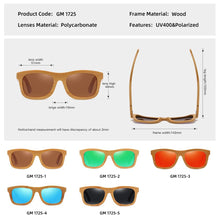 Load image into Gallery viewer, GM Natural Wooden Sunglasses Handmade Polarized Mirror Fashion Bamboo Eyewear sport glasses S1725