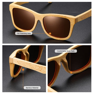 GM Brand Design Handmade Natural Wooden Bamboo Sunglasses  Sunglasses Polarized Wooden Oculos de sol masculino