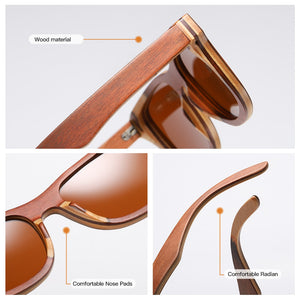 Occhiali da sole polarizzati GM Donna Uomo Occhiali da skateboard marroni a strati con montatura in legno Occhiali stile quadrato per occhiali da donna in scatola di legno 