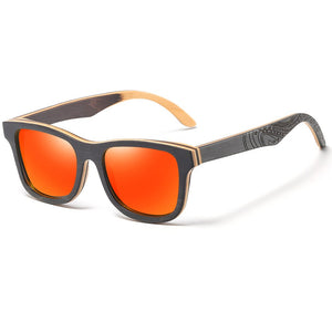 GM Polarized Sunglasses Women Men Layered Skateboard Wooden Frame Square Style Glasses for Ladies Eyewear In Wood Box S5832