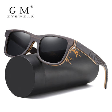 GM Polarized Sunglasses Women Men Layered Skateboard Wooden Frame Square Style Glasses for Ladies Eyewear In Wood Box S5832