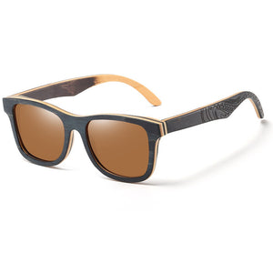 GM Polarized Sunglasses Women Men Layered Skateboard Wooden Frame Square Style Glasses for Ladies Eyewear In Wood Box S5832
